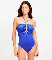 LOFT Beach Keyhole Bandeau One Piece Swimsuit