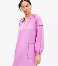 Petite Cutout Linen Blend Pocket Dress