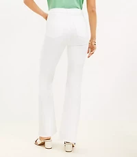 Curvy Frayed High Rise Slim Flare Jeans White
