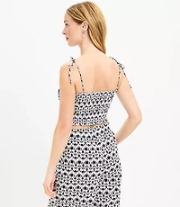 LOFT Beach Scroll Smocked Tie Strap Top