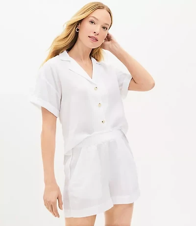 LOFT Beach Smocked Linen Shorts