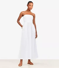 LOFT Beach Strapless Mixed Media Pocket Maxi Dress