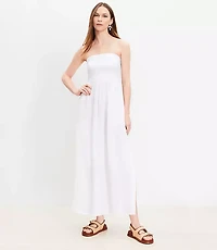 LOFT Beach Strapless Mixed Media Pocket Maxi Dress