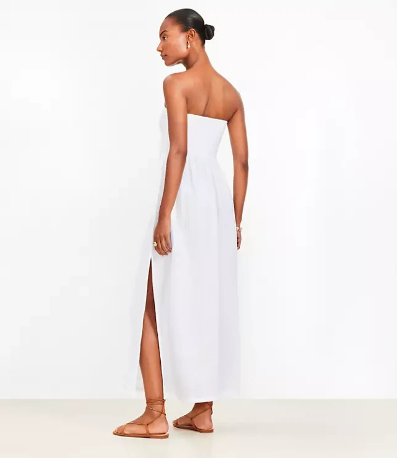 LOFT Beach Strapless Mixed Media Pocket Maxi Dress