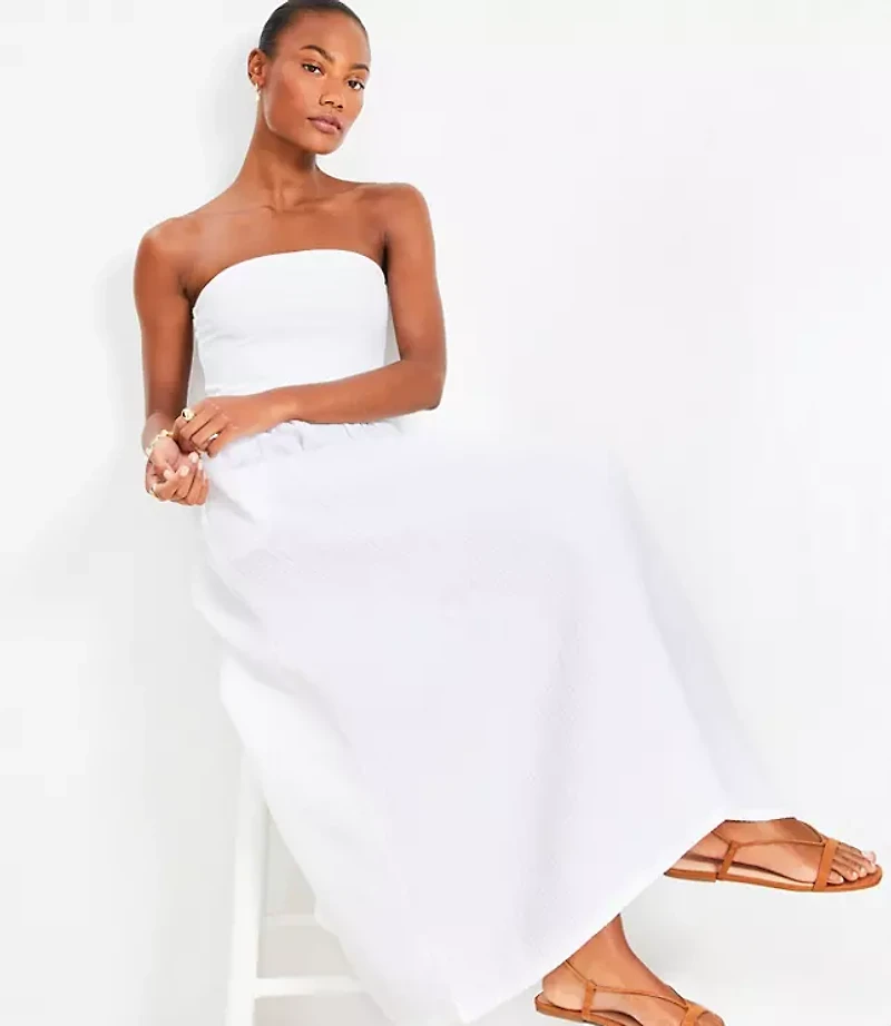 LOFT Beach Strapless Mixed Media Pocket Maxi Dress