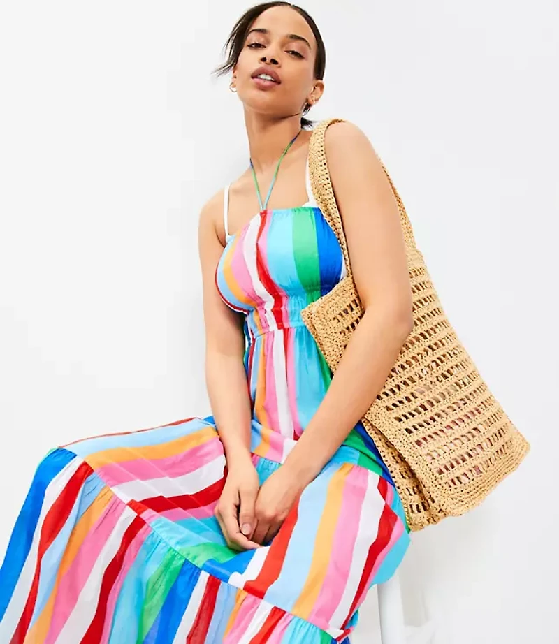 LOFT Beach Halter Maxi Swimsuit Coverup Pocket Dress