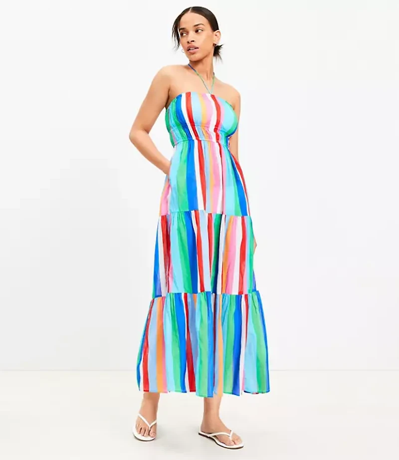 LOFT Beach Halter Maxi Swimsuit Coverup Pocket Dress