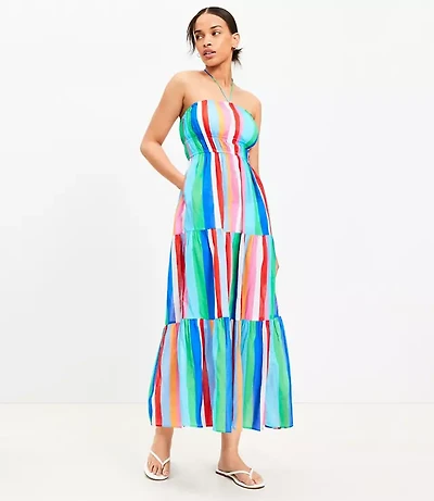 LOFT Beach Halter Maxi Swimsuit Coverup Pocket Dress