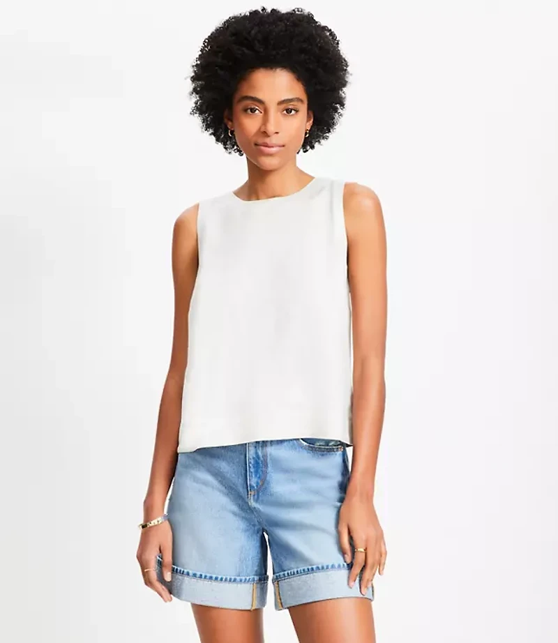 Linen Blend Petal Back Shell