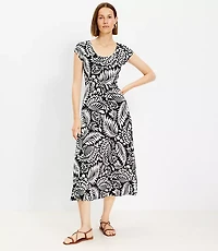 Petite Palm Scoop Neck Midi Dress