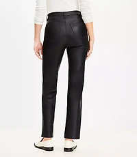 Petite Five Pocket Straight Pants Faux Leather