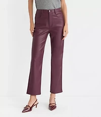 Petite Five Pocket Straight Pants Faux Leather