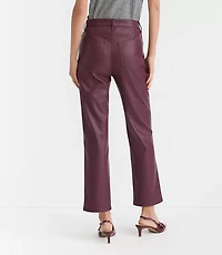 Petite Five Pocket Straight Pants Faux Leather