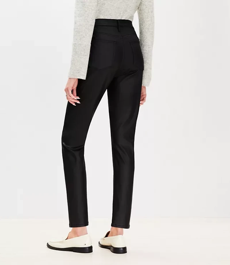 Coated High Rise Skinny Jeans Black