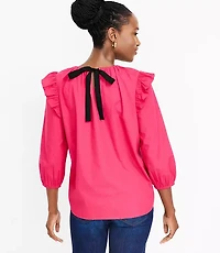 Dobby Tie Back Ruffle Blouse
