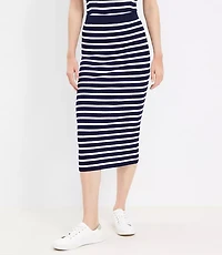 Stripe Ribbed Midi Sweater Skirt