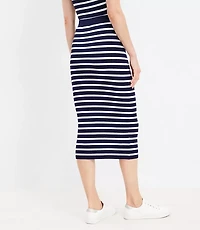 Stripe Ribbed Midi Sweater Skirt