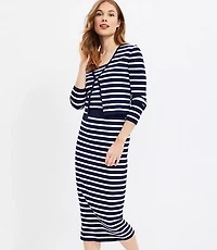 Stripe Ribbed Midi Sweater Skirt