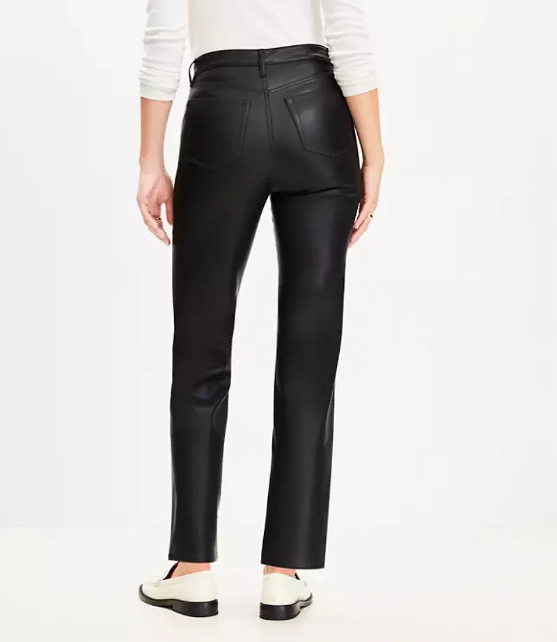 Tall Five Pocket Straight Pants Faux Leather