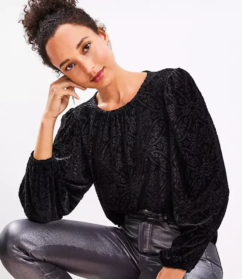 Petite Mosaic Cozy Velour Top