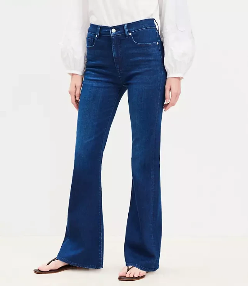 High Rise Slim Flare Jeans Dark Wash