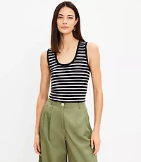Stripe Perfect Ribbed Scoop Neck Tank Top