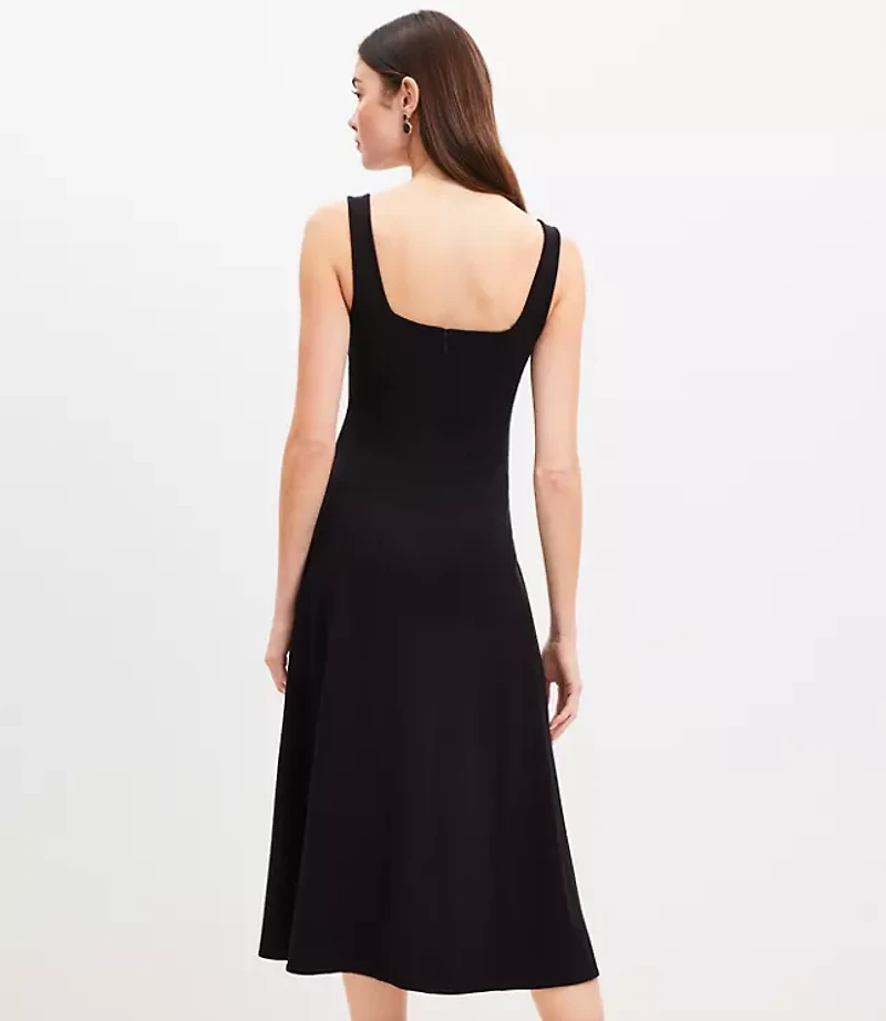 Ponte Seamed Flare Midi Dress