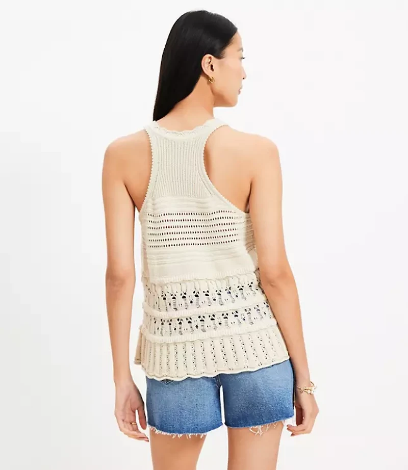 Textured Pointelle Swingy Sweater Tank Top