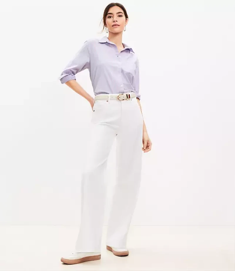 Petite High Rise Wide Leg Jeans in White