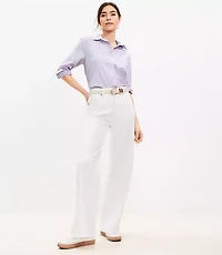 Petite High Rise Wide Leg Jeans in White