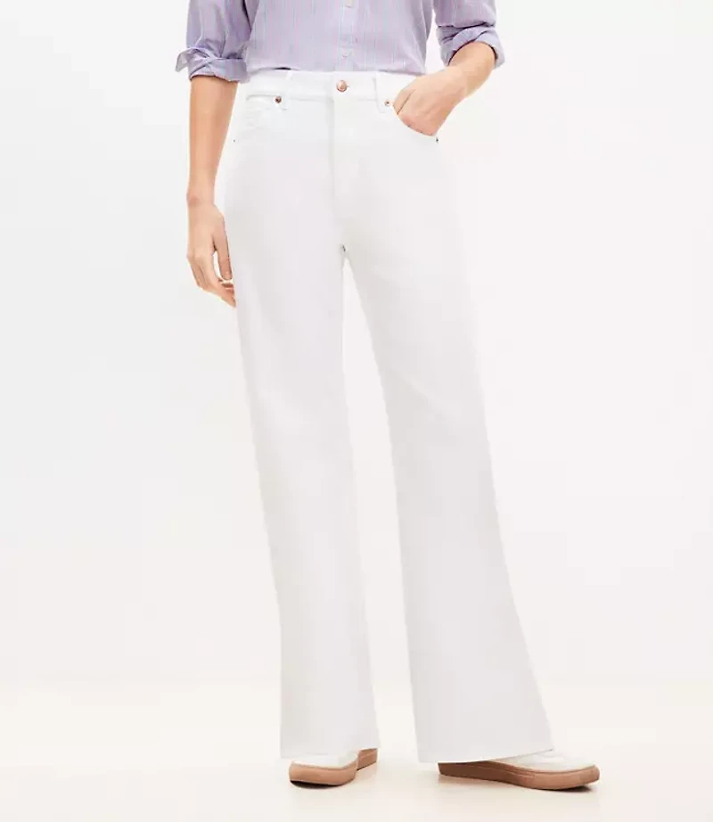 Petite High Rise Wide Leg Jeans in White