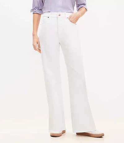 Petite High Rise Wide Leg Jeans in White