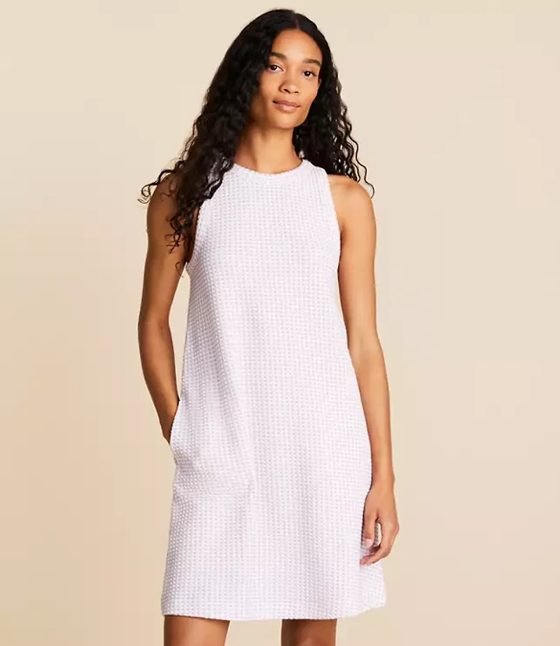 Lou & Grey Gingham Jacquard Halter Mini Pocket Dress