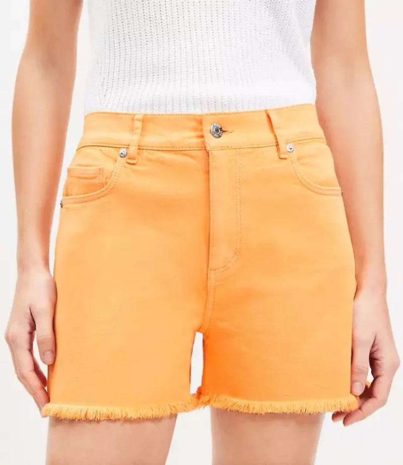 Petite Denim Cut Off Shorts Orange Creamsicle