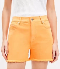 Petite Denim Cut Off Shorts Orange Creamsicle