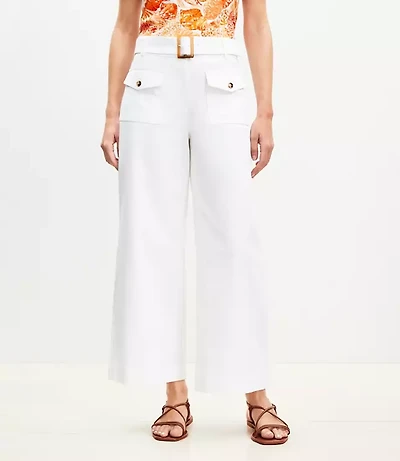 Horn Buckle Wide Leg Pants in Pique