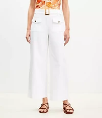 Horn Buckle Wide Leg Pants in Pique