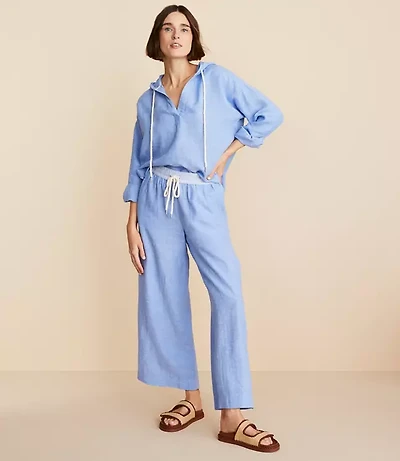 Lou & Grey Crosshatch Linen Wide Leg Crop Pants