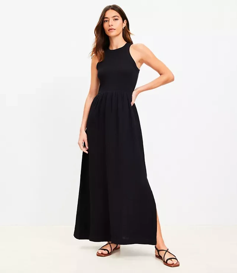 LOFT Beach Triple Cloth Mixed Media Maxi Pocket Dress