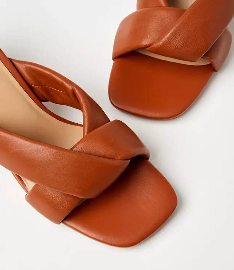 Puffed Twist Leather Mules