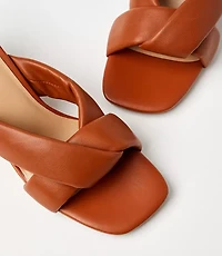 Puffed Twist Leather Mules