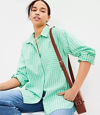 Petite Striped Oversized Everyday Shirt