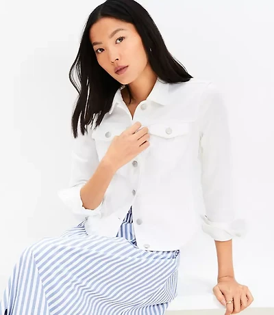 Petite Denim Trucker Jacket White