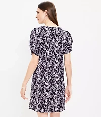 Knotted Puff Sleeve V-Neck Dress