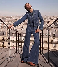 High Rise Super Flare Jeans in Refined Mid Indigo Wash