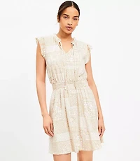 Tile Tie Neck Flutter Mini Dress