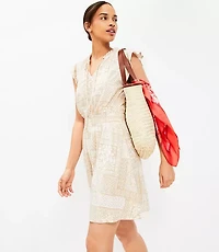 Tile Tie Neck Flutter Mini Dress