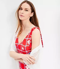 LOFT Beach Beachcomber Plunge Bow Tie One Piece Swimsuit