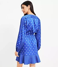 Mixed Geo Flounce Mini Shirtdress
