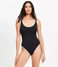 LOFT Beach Scoop Neck Cutout One Piece Swimsuit